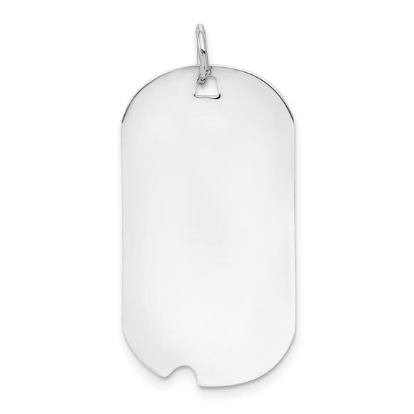 Kazi Luxury 14k White Gold Plain .027 Gauge Engravable Dog Tag w/Notch Disc